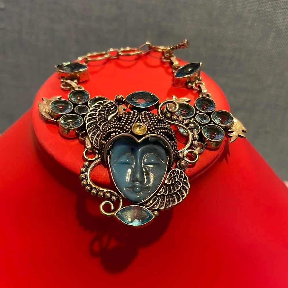 HUGE Sleeping moon goddess stamped 925 bracelet